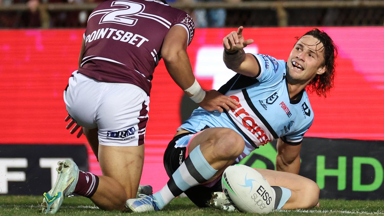 Nicho Hynes was outstanding for the Sharks against the Sea Eagles. Picture: Cameron Spencer/Getty Images