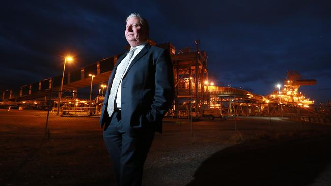 Newcastle Liberal councillor Brad Luke, at the Port Waratah coal facility, voted against the divestment motion. Picture: Britta Campion