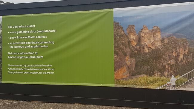 Signs explain what’s planned for Echo Point in Katoomba. Picture: Isabell Petrinic