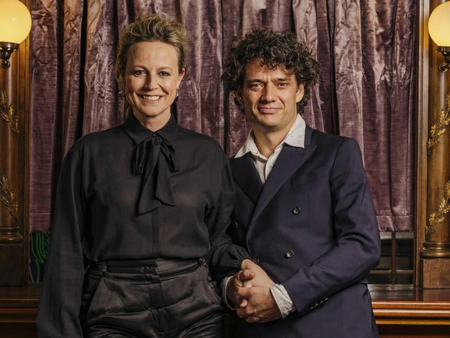 Marta Dusseldorp and husband Ben Winspear who are respectively starring in and directing, a new play The Maids, in Hobart. Picture: ADAM GIBSON