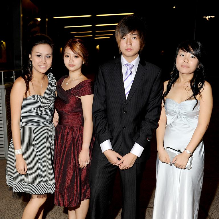 Ginny Lee, Alinda Le, Jason Mu and Becky Phan at the 2009 Casuarina Senior College formal. Picture: NT NEWS