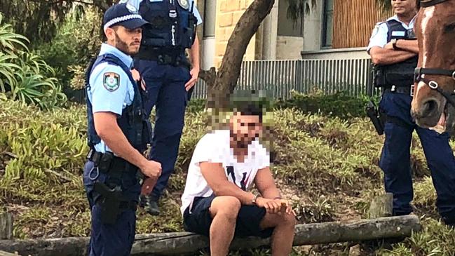 Two men were charged after one allegedly honked at police horses and the other had a knife at North Cronulla Beach on Australia Day in 2019. Picture: Eliza Barr