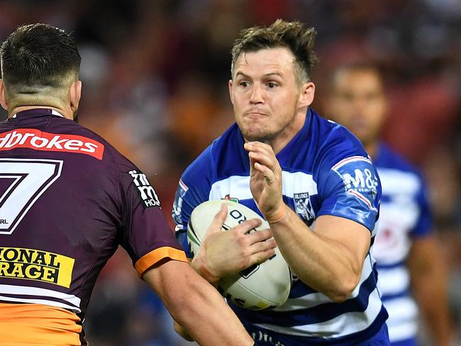 One of Brett Morris’s rare runs against the Bulldogs. Picture: AAP