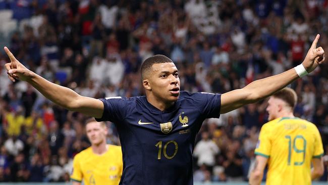 Kylian Mbappe celebrates netting the sealer.