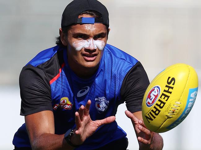 Western Bulldogs training at the Whitten Oval. 15/03/2021.   Bulldog Jamarra Ugle-Hagan training today    . Pic: Michael Klein