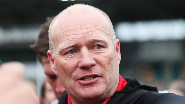 Lauderdale coach Darren Winter at quarter time during the Tasmanian State League grand final 2019. Picture: NIKKI DAVIS-JONES