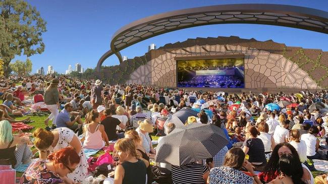 An artist impression of the amphitheatre under construction in the first stage of the Gold Coast's new cultural precinct.