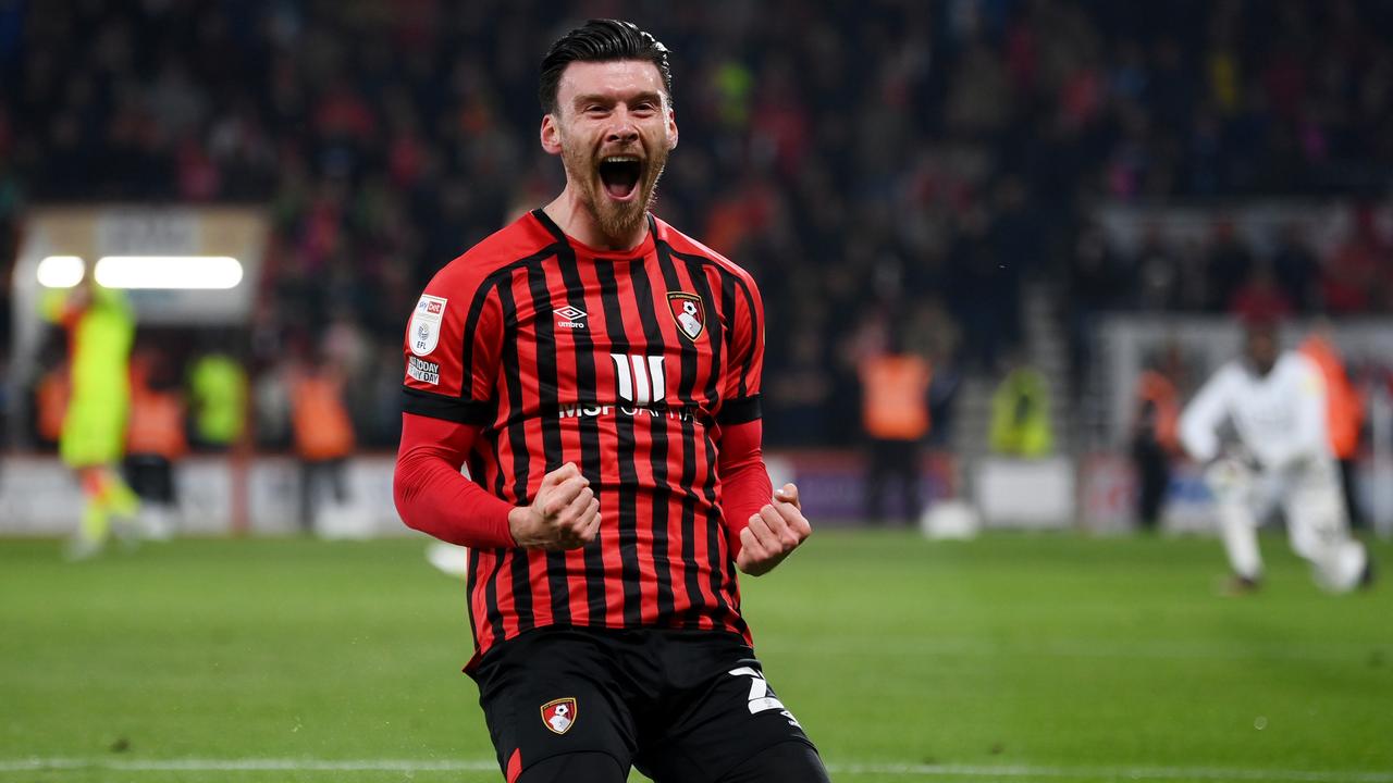 Kieffer Moore celebrates after scoring. (Photo by Mike Hewitt/Getty Images)