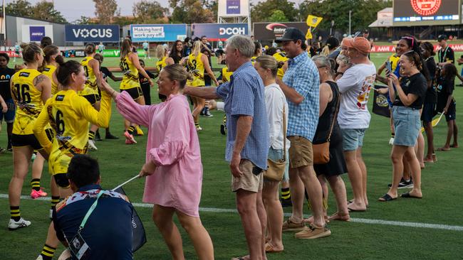 Fans gathered for the AFLW Dreamtime game between Richmond and Essendon in Darwin. Picture: Pema Tamang Pakhrin