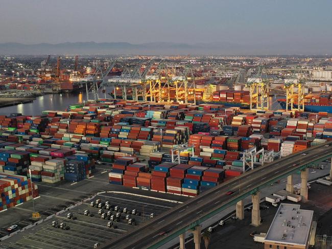 The Port of Los Angeles is facing a major backlog. Picture: Robyn Beck/AFP