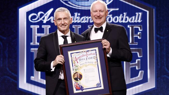 Footy Hall of Fame inductee Bruce McAvaney. Photo by Michael Willson/AFL Photos/via Getty Images.