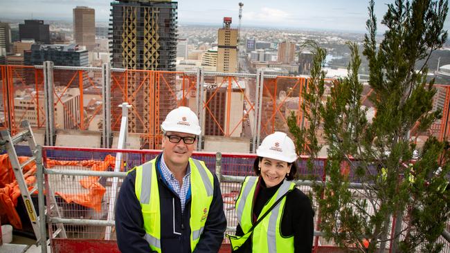 Yugo managing director for the Asia Pacific Tim Klitscher and StudyAdelaide chief executive Karyn Kent at the ceremony. Picture: supplied