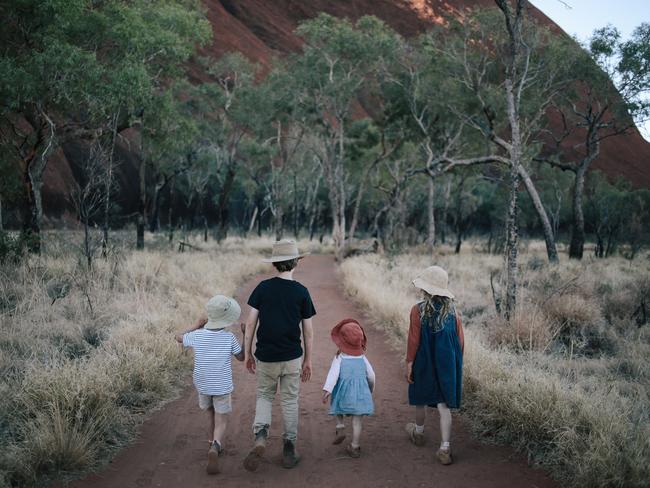 Jodi Wilson's four children, on their travels around Australia. Picture: Jodi Wilson