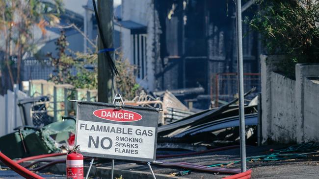 A sign out the front of one of the destroyed homes. Picture: NCA NewsWire/Glenn Campbell