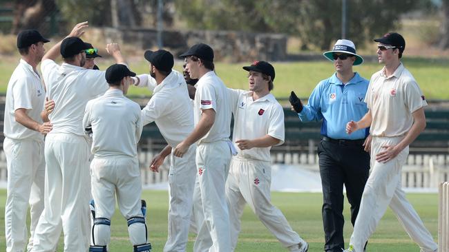 Essendon celebrates a wicket during its last Premier grand final appearance in 2013-14. Photo: Kris Reichl.