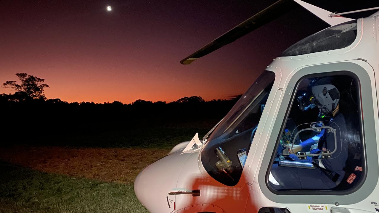 A man, aged in his 30s, suffered serious burns when he was electrocuted at a private address near Texas about 3pm, May 23, 2023. Photo: RACQ LifeFlight