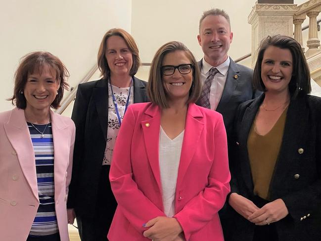 MP Jade Benham, centre, with her parlimentary colleagues. Picture: Supplied