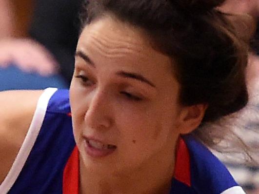 13/12/15 - Adelaide Lightning v SEQ Stars WNBL game at Wayville Sports Centre. Lightnings Alex Ciabattoni defended by Stars Bree Farley. Photo Tom Huntley