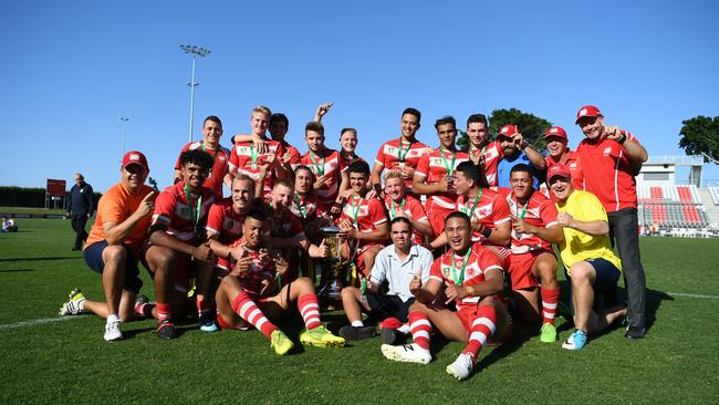 PBC celebrate winning the NRL Schoolboy Cup national final. Picture: Vanessa Hafner/NRL Queensland Schools