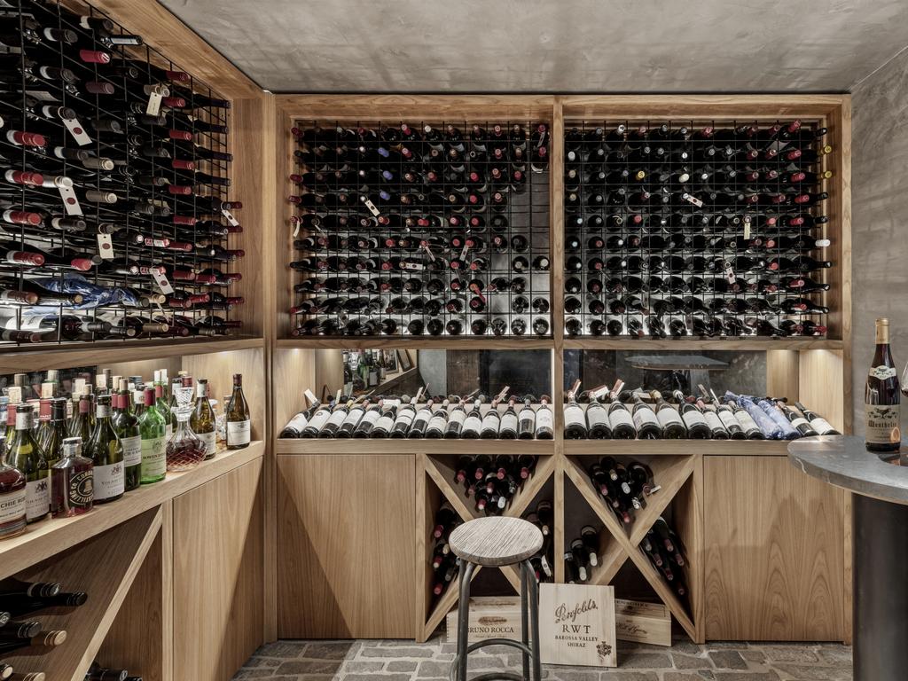 The expansive wine cellar.