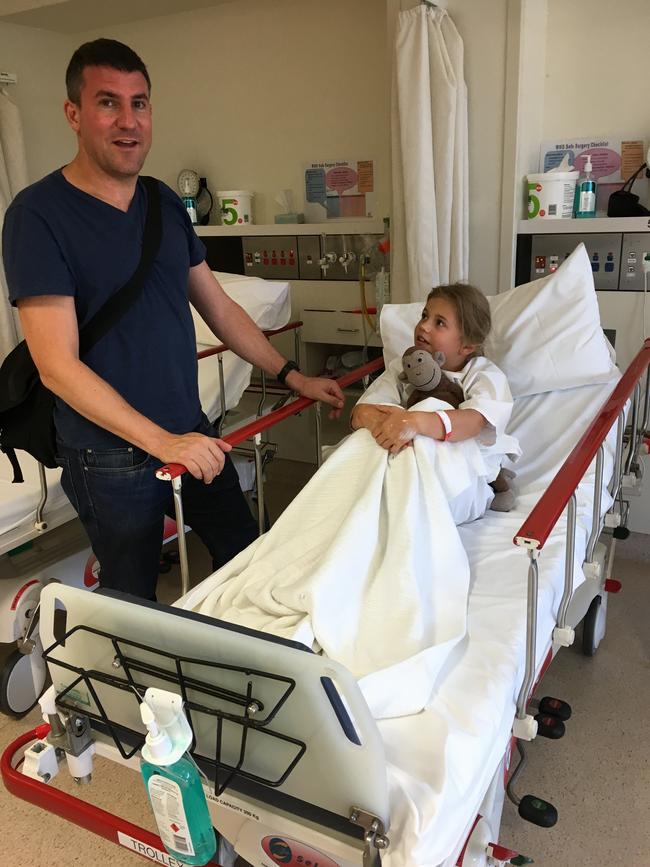 Lili, 7, in the hospital with an UTI in 2017. Picture: Supplied