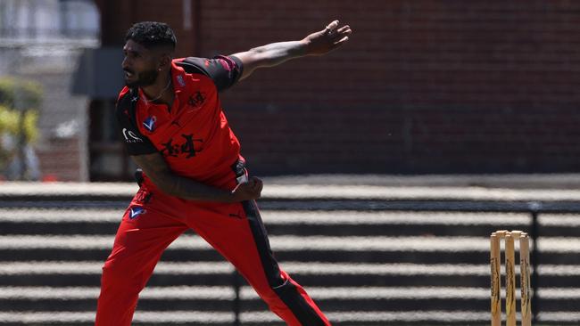 Moorabbin’s Roshan Livera took an eight-wicket haul. Picture: Hamish Blair