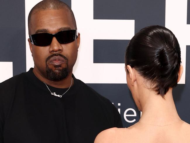 PIXELATED VERSIONS -  LOS ANGELES, CALIFORNIA - FEBRUARY 02: (EDITOR'S NOTE: Image contains nudity.) L-R, Kanye West and Bianca Censori attend the 67th Annual GRAMMY Awards on February 02, 2025 in Los Angeles, California.  (Photo by Matt Winkelmeyer/Getty Images for The Recording Academy)