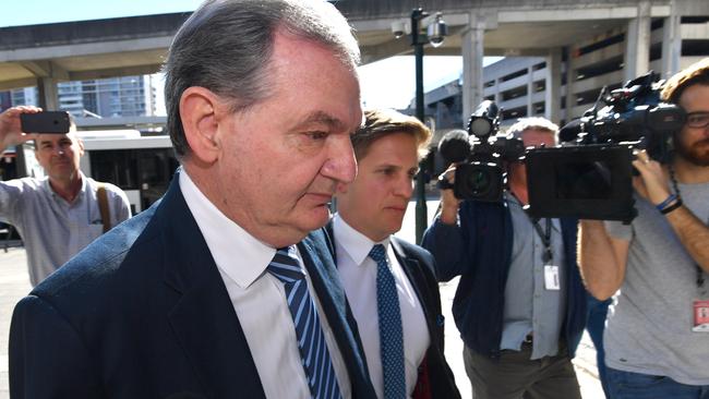 Former Ipswich mayor Paul Pisasale leaving the Brisbane Magistrates Court in Brisbane in August this year. Pisasale is facing corruption, fraud and perjury charges. (AAP Image/Darren England) NO ARCHIVING