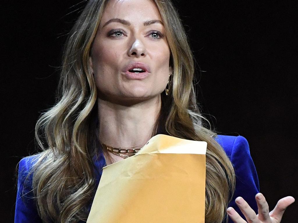 Olivia Wilde was served with papers onstage at CinemaCon. Picture: Valerie Macon/AFP