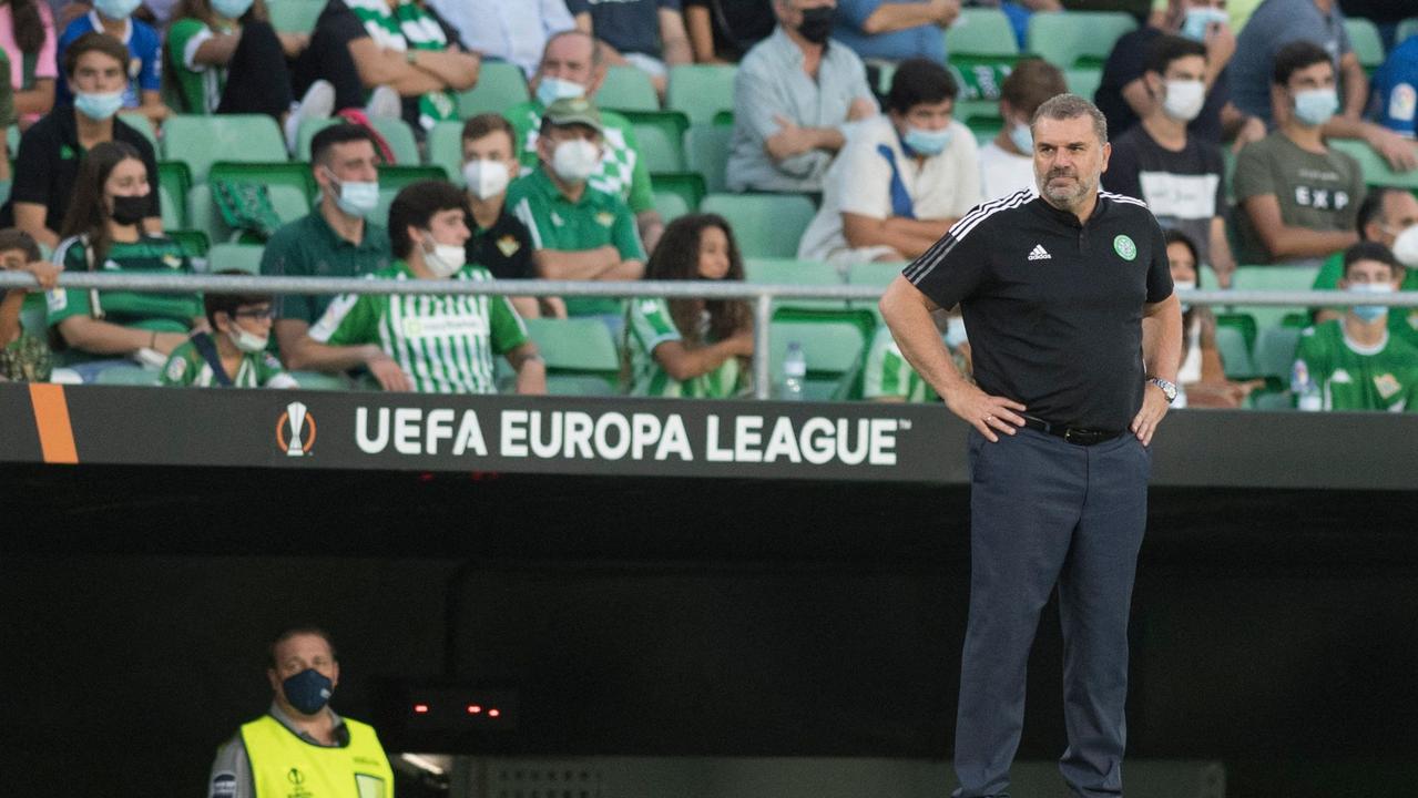 Ange Postecoglou during the Europa League tie against Real Betis.