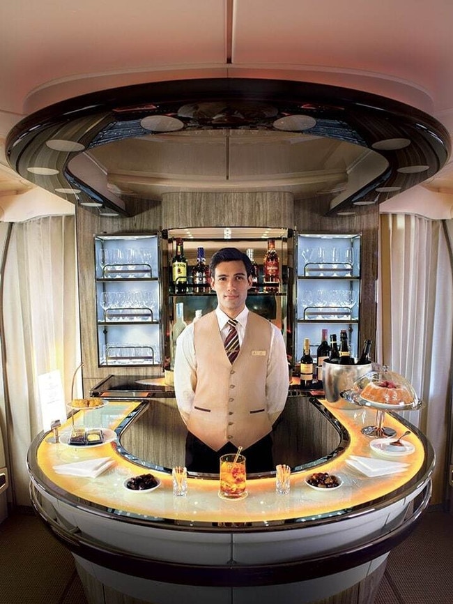 The Emirates A380 Onboard Lounge.