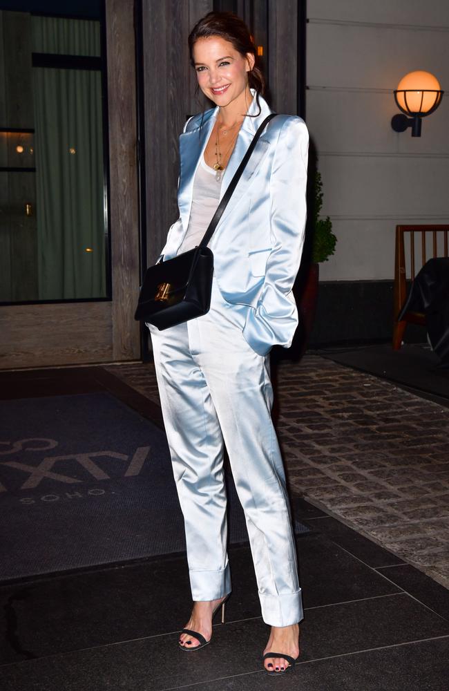 Katie Holmes arrives to Flaunt and Zadig &amp; Voltaire's celebration of The Home Issue: A Return honouring Katie Holmes at Butterfly Soho. Picture: James Devaney/GC Images