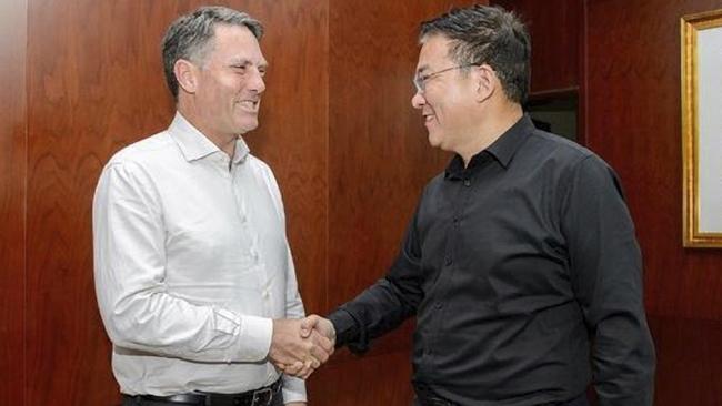 Richard Marles meets with Guo Yezhou, deputy head of the Chinese Communist Party's International Liaison Department, in Beijing in September 2019.