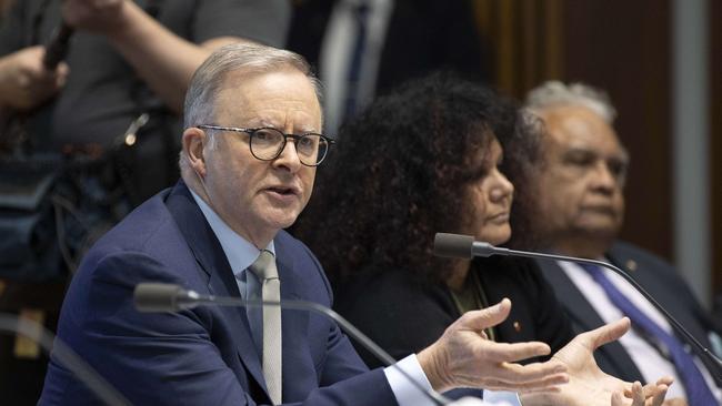 Prime Minister Anthony Albanese at the first voice working group meeting in September. Picture: NCA NewsWire / Gary Ramage