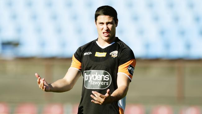 Mitchell Moses’ head cleary isn’t at the Wests Tigers. pic Mark Evans
