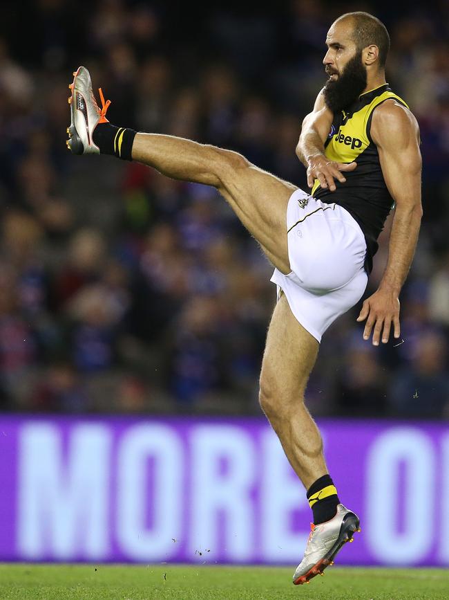 In action for Richmond against Western Bulldogs at Marvel Stadium this year. Picture: Michael Klein.