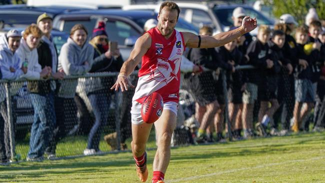 Matthew Dobrowolski takes a kick for Sorrento. Picture: Valeriu Campan