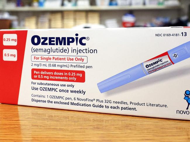 LOS ANGELES, CALIFORNIA - APRIL 17: In this photo illustration, boxes of the diabetes drug Ozempic rest on a pharmacy counter on April 17, 2023 in Los Angeles, California. Ozempic was originally approved by the FDA to treat people with Type 2 diabetes- who risk serious health consequences without medication. In recent months, there has been a spike in demand for Ozempic, or semaglutide, due to its weight loss benefits, which has led to shortages. Some doctors prescribe Ozempic off-label to treat obesity. (Photo illustration by Mario Tama/Getty Images) (Photo by MARIO TAMA / GETTY IMAGES NORTH AMERICA / Getty Images via AFP)