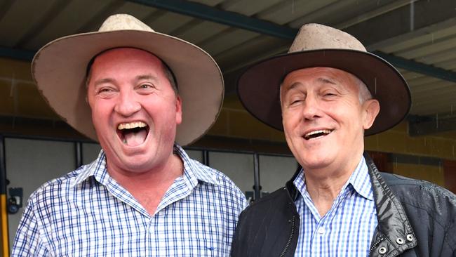 Federal Nationals leader Barnaby Joyce with Turnbull just one day after Barilaro’s comments. (Pic: Tracey Nearmy)