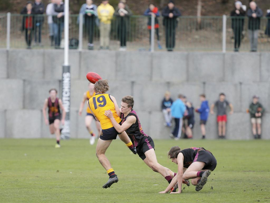 Hutchins 1st XVIII versus Scotch Oakburn in the Sports Association of Independent Schools Australian Rules grand final. Picture. PATRICK GEE