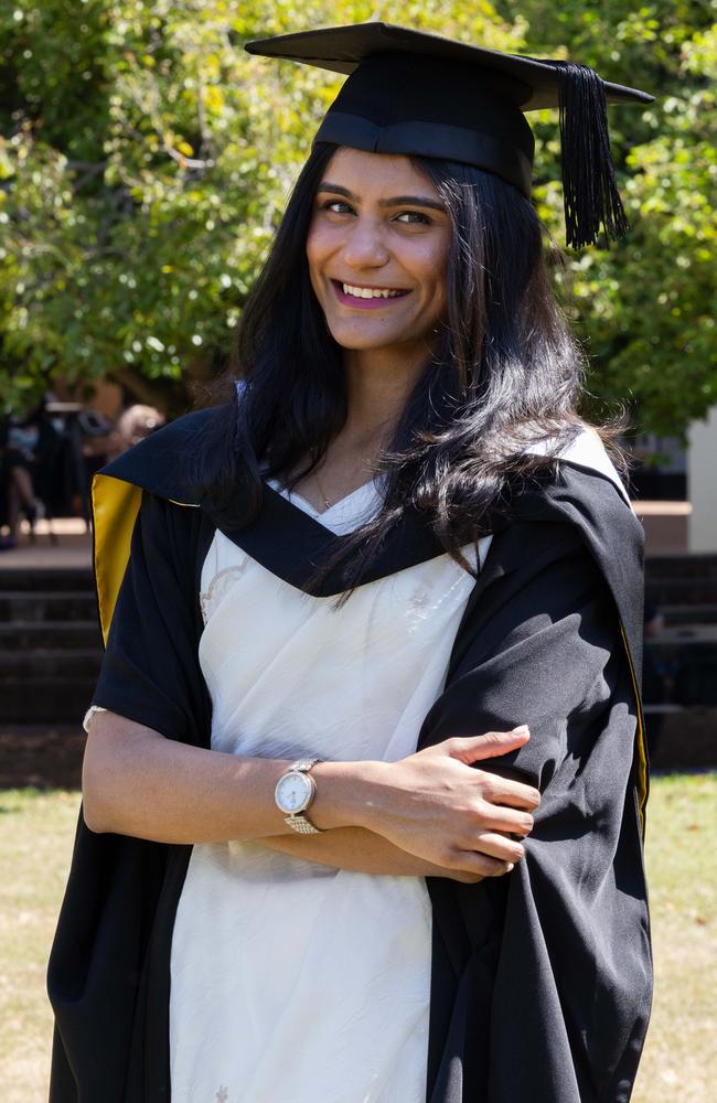 Vidhi Haresh Savla at the 2025 Graduation ceremony held at Charles Darwin University on May 20, 2025. Picture: Pema Tamang Pakhrin