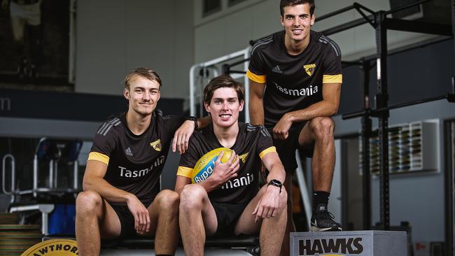 Josh Morris, Will Day and Finn Maginness were scooped up by Hawthorn. Picture: Martin Keep/Getty Images.