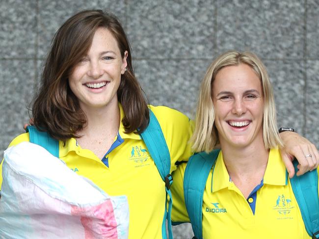 Bronte and Kate Campbell .Swim team for the Commonwealth games. Pic Annette Dew