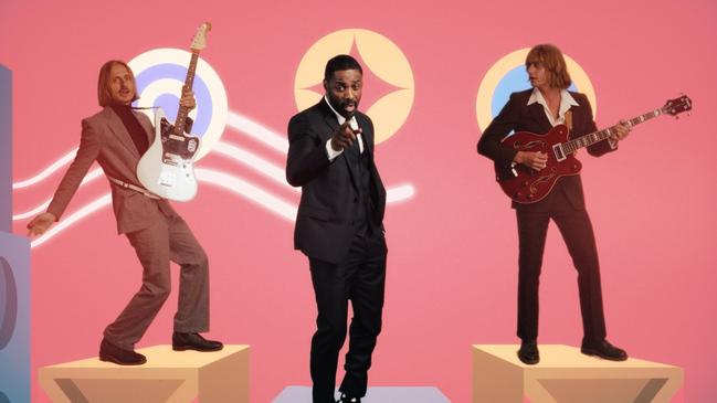 Idris Elba and Lime Cordiale in music video for What's Not To Like. Picture: Supplied.