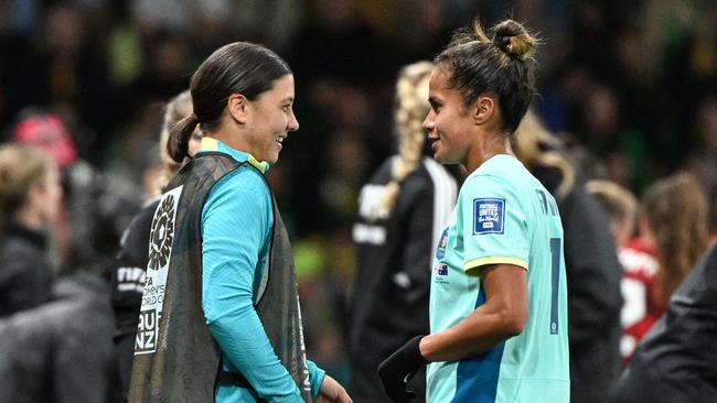 The silver lining to Sam Kerr’s injury affected World Cup campaign has been the emergence of Matildas superstar Mary Fowler. Picture: AFP.