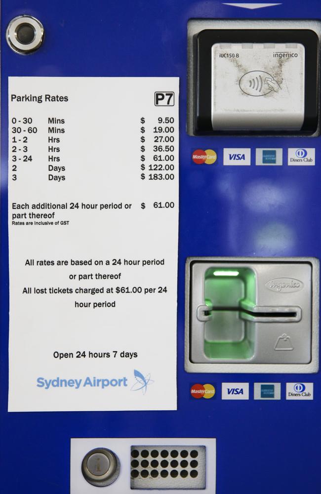 Parking tariffs at Sydney at their eye-watering worst. Picture: Justin Lloyd