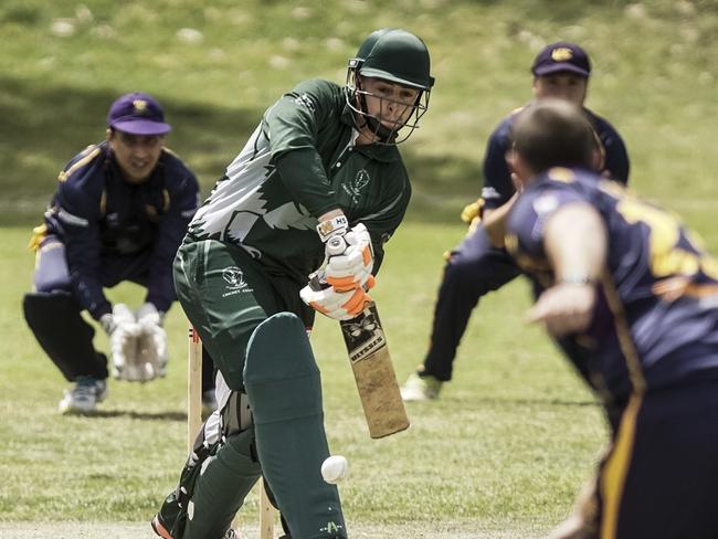 Jordon Kelly made his first senior hundred for Airport West St Christophers on Saturday. Picture: Valeriu Campan