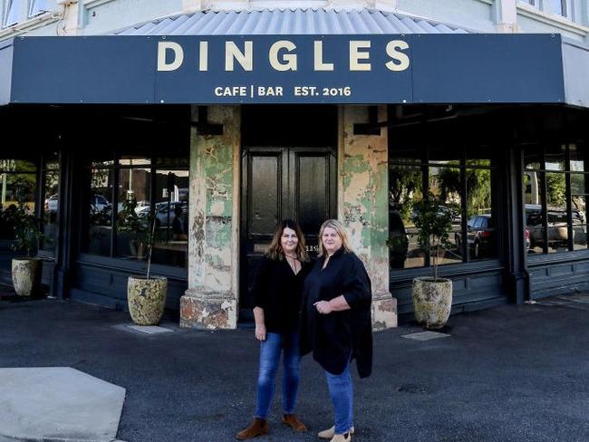 Carol and Sue Dingle (L-R) outside the renovated Diggora Terrace Building at 116-118 William Street. Picture: Dingles Cafe & Bar