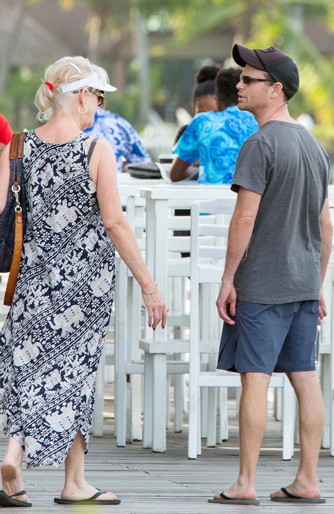 Karen Nikolic and son Danny at the marina where yacht, Shenanigans, was docked. Picture: Mark Stewart