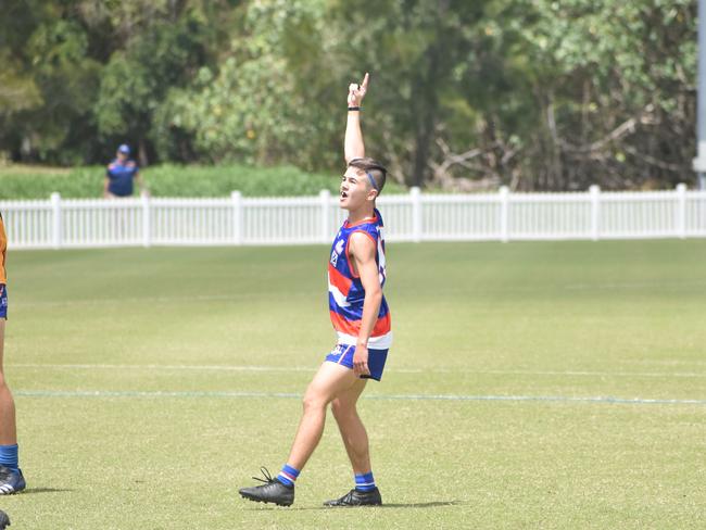 Blake Thompson in the Moranbah Bulldogs v Whitsunday Sea Eagles u17s AFL grand final at Magpies Sporting Club, Mackay, September 11, 2021. Picture: Matthew Forrest